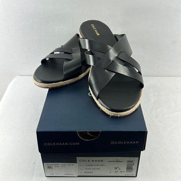Cole Haan Florens Slide Sandle Black Leather size 9.5 - Picture 1 of 7